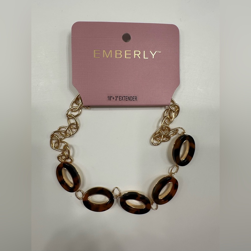 Emberly Gold and Brown Oval Necklace